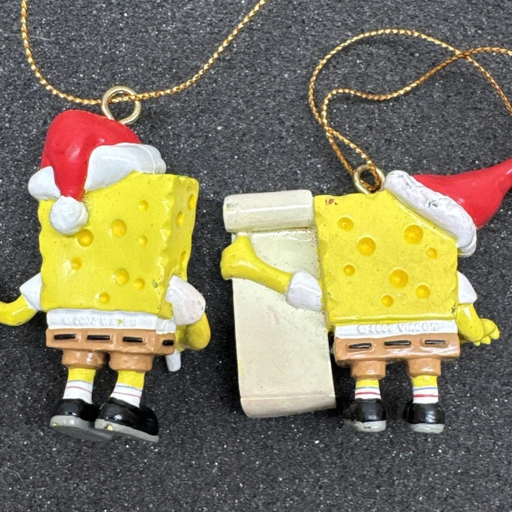 Vintage Y2K Nickelodeon SpongeBob SquarePants Christmas Ornament Lot Of 2